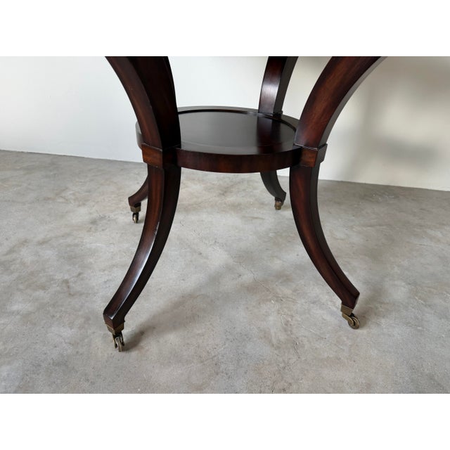 Vintage Thomasville Ernest Hemingway Collection Inlaid Pinwheel Round Center Table With Drawers For Sale - Image 11 of 12