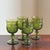 1960s Avocado Green Pressed Glass Goblets — Set of 4 For Sale - Image 10 of 13