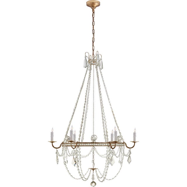 Sharon Medium Chandelier in Gilded Iron with Crystal Trim Designer: J. Randall Powers Canopy: 6" Round Mounting: Chain...
