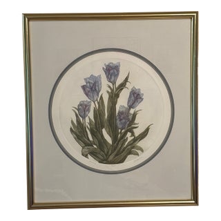 1980s Country Cottage Core "Tulips II”Signed Lithograph by Barbara Dauman For Sale