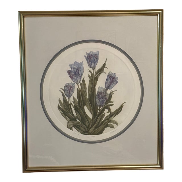 1980s Country Cottage Core "Tulips II”Signed Lithograph by Barbara Dauman For Sale