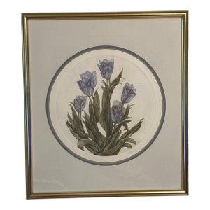 1980s Country Cottage Core "Tulips II”Signed Lithograph by Barbara Dauman