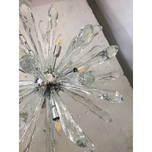 2010s Murano Glass Ice Clear Sputnik Italian Chandelier For Sale - Image 5 of 12