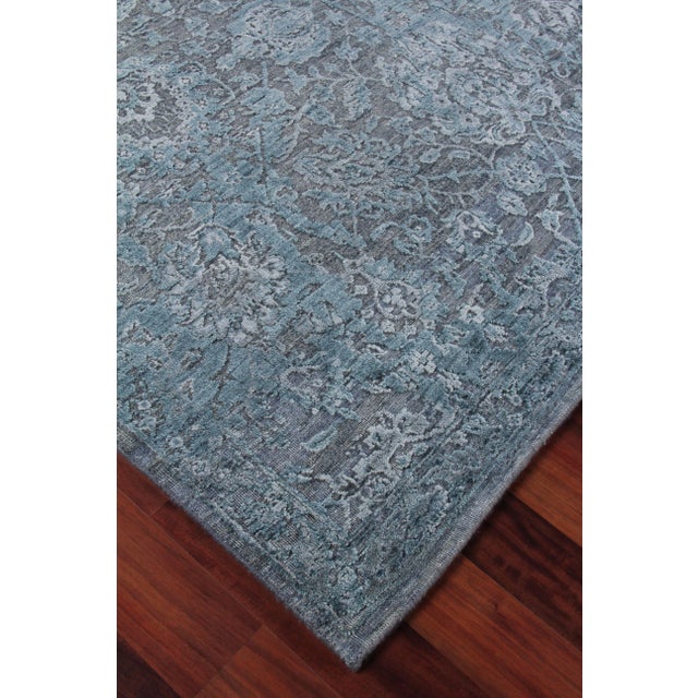 Bryant Blue/Light Blue hand knotted Wool/Viscose/Cotton Rug - 8'x10' For Sale In Los Angeles - Image 6 of 8