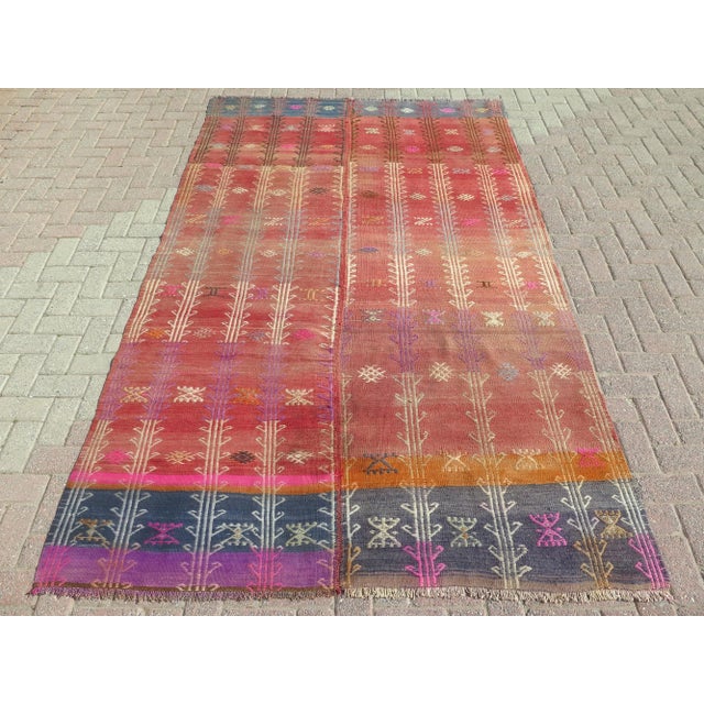 Mid 20th Century Vintage Turkish Handmade Kilim Area Rug For Sale - Image 11 of 11