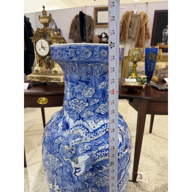 Qing Qianlong Chinese 19th Century Porcelain Floor Vase Signed 36in For Sale - Image 9 of 10