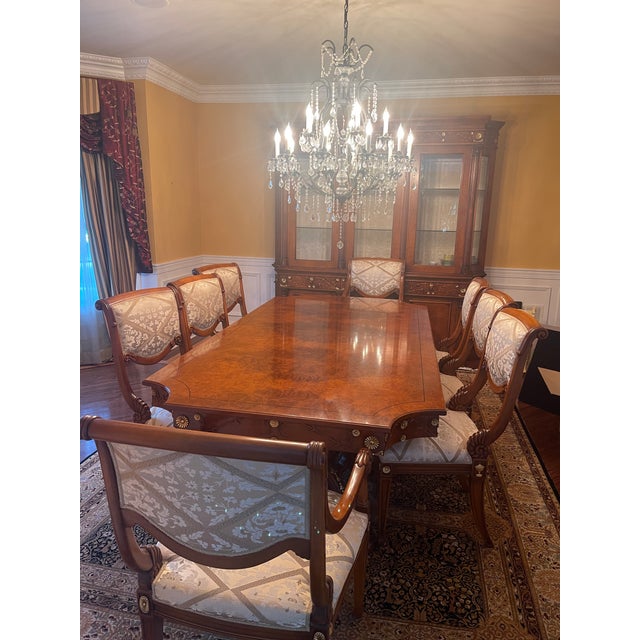 Beautiful Dining Room Table With 6 Chairs, 2 Arm Chairs and Breakfront For Sale - Image 14 of 15