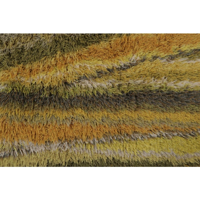 Vintage Swedish Rya Rug in Yellow and Green Geometric Design - Rug & Kilim For Sale In New York - Image 6 of 9
