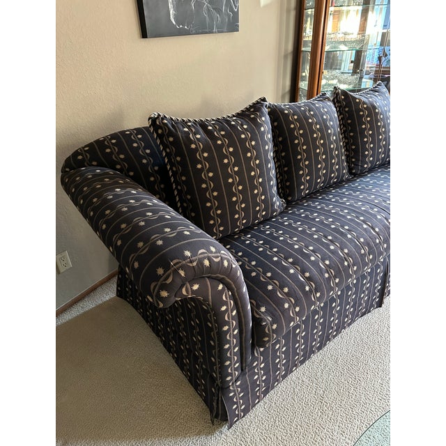 Postmodern 1980s Vintage Postmodern Marge Carson Silk Roll-Arm Sofa For Sale - Image 3 of 12