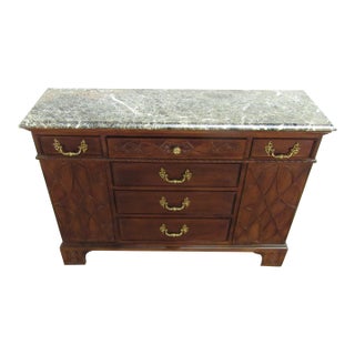 Henredon Solid Mahogany Chippendale Style Marble Top Console For Sale
