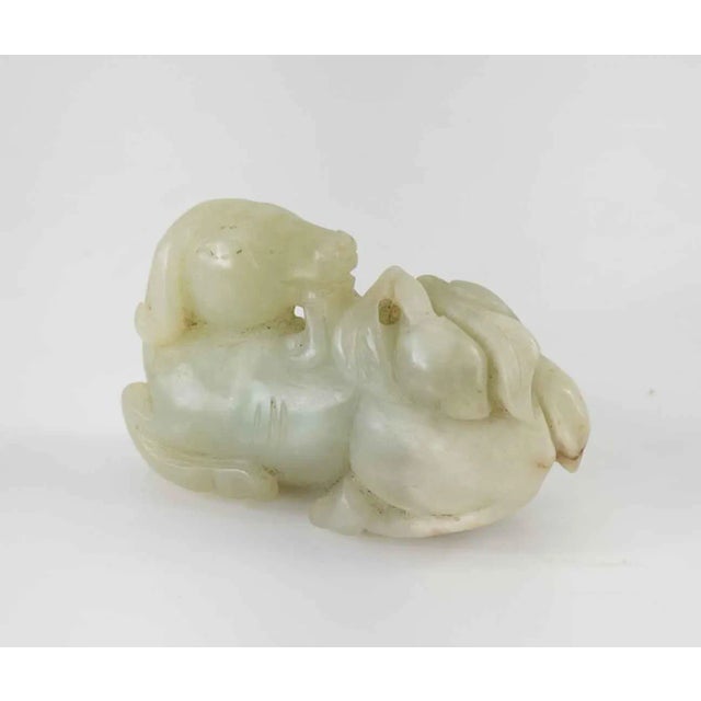 Chinese Carved Celadon Nephrite Jade Ram For Sale - Image 12 of 12