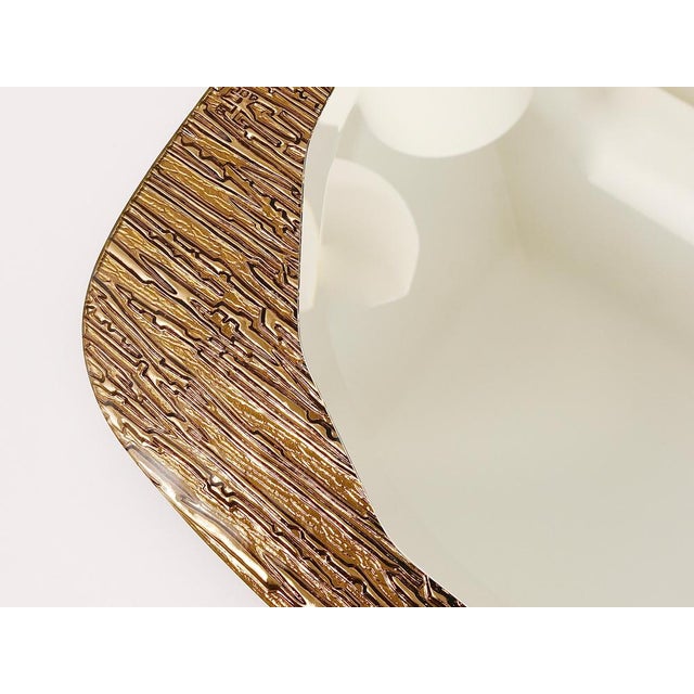 Glass Bronze Gold Scalloped Textured Wall Mirror from Cristal Arte, Italy, 1960s For Sale - Image 7 of 18
