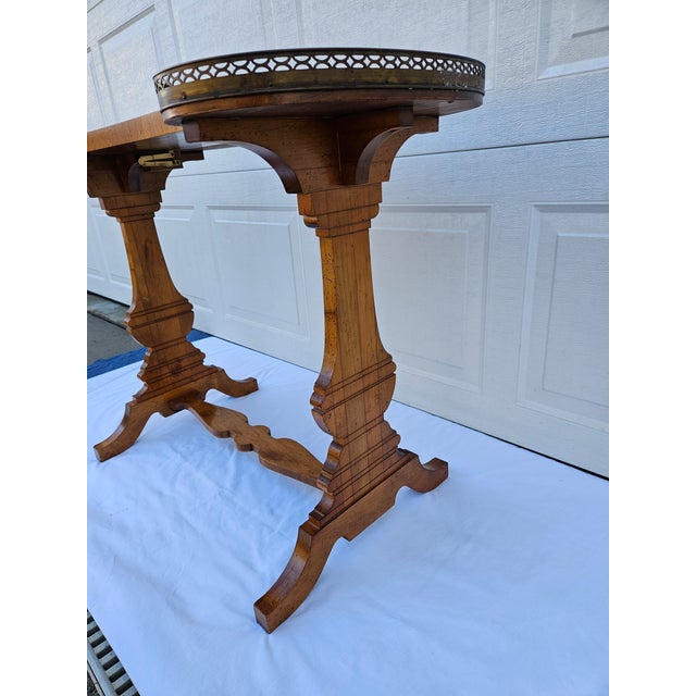 Early 20th Century Kidney Shaped Music Stand Writing Desk With Brass Gallery For Sale - Image 15 of 18