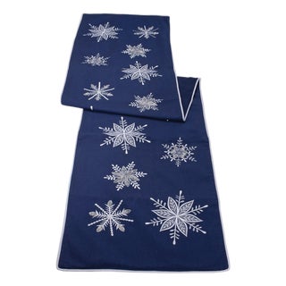 Embroidered Snowflake Table Runner 72"L For Sale