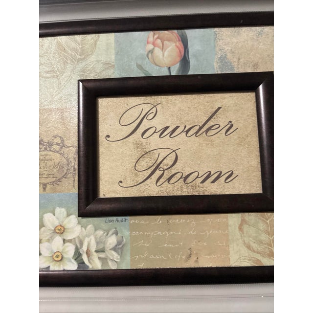 Vintage Powder Room Picture Wood and Glass For Sale - Image 6 of 11