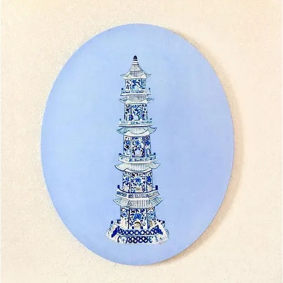 This is an original painting on oval shaped canvas as part of artist Anne Harwell McElhaney's continuing Palm Beach...
