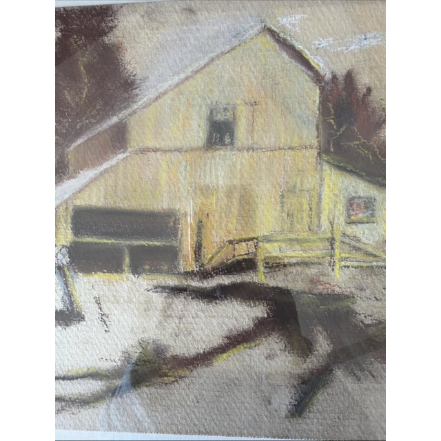 Original Mid Century Pastel Sketch Architectural Study Barn Framed 9x12 For Sale In Los Angeles - Image 6 of 11