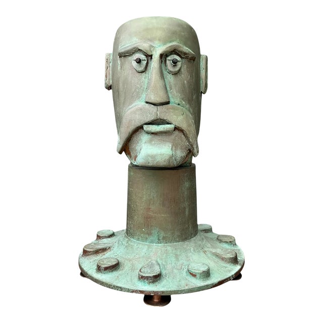 Vintage Steampunk Patinated Resin Bust of Man For Sale