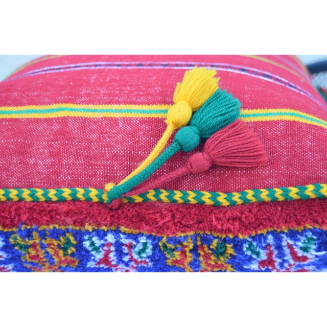 Mid 20th Century Moroccan Orange-Patterned Pillow W/ Berber Graphics For Sale - Image 12 of 13