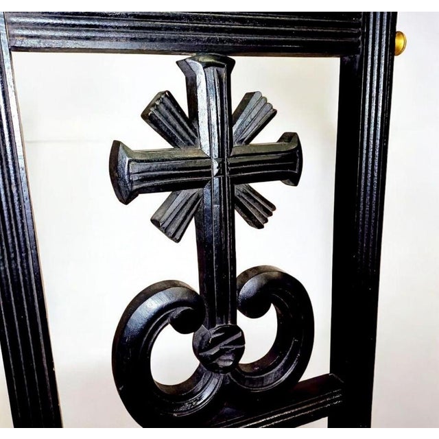 Antique French Prie-Dieu Prayer Chair with Carved Cross, 1890s For Sale - Image 6 of 12