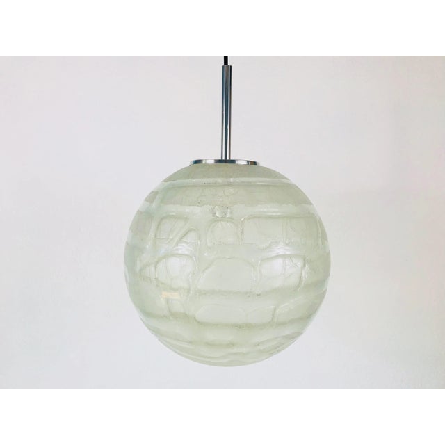 Mid-Century Modern Doria Ice Glass Ball Pendant Lamp.