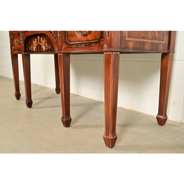 Maitland Smith Style French Regency Louis XVI Carved Mahogany and Burl Wood Sideboard Credenza For Sale - Image 10 of 14