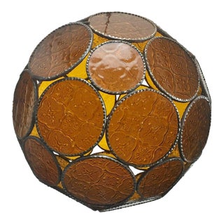 Moroccan Moorish Amber Glass Lantern or Orb Pendant For Sale