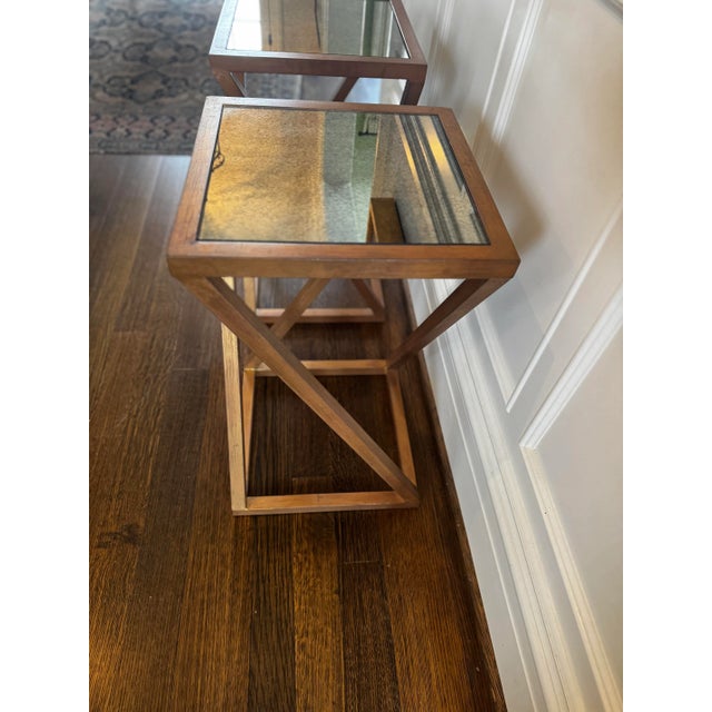 Modern Pair of “Z” Metal & Mirrored Accent Tables For Sale - Image 3 of 6