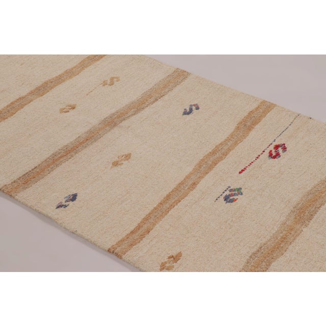 2010s Rug & Kilim’s Contemporary Runner With Minimalist Beige-Brown Striped Field For Sale - Image 5 of 10