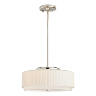 Wide Pendant Light With White Glass Shade For Sale