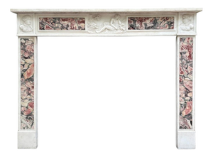 Antique Louis XVI White and Breccia Marble Fireplace Mantel, 1790