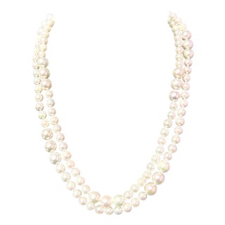 Akoya Pearls Necklace 14k Y Gold Ball Clasp Certified For Sale