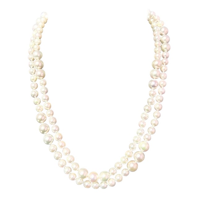 Akoya Pearls Necklace 14k Y Gold Ball Clasp Certified For Sale