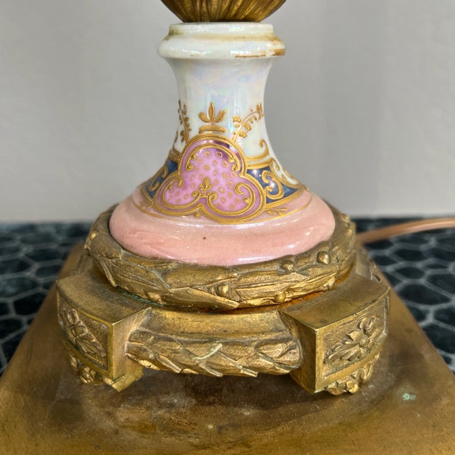 Ceramic 19th Century Porcelain Hand Painted Table Lamp Signed For Sale - Image 7 of 12