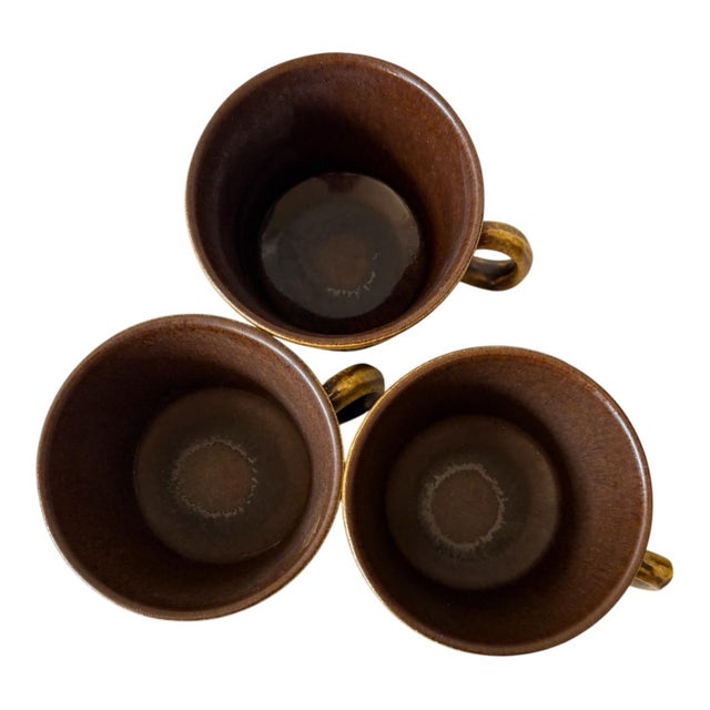 Mid 20th Century 1960s Ceramano Epsilon West German Pottery Cups & Saucers by Karl Leutner – Set of 3 For Sale - Image 5 of 11