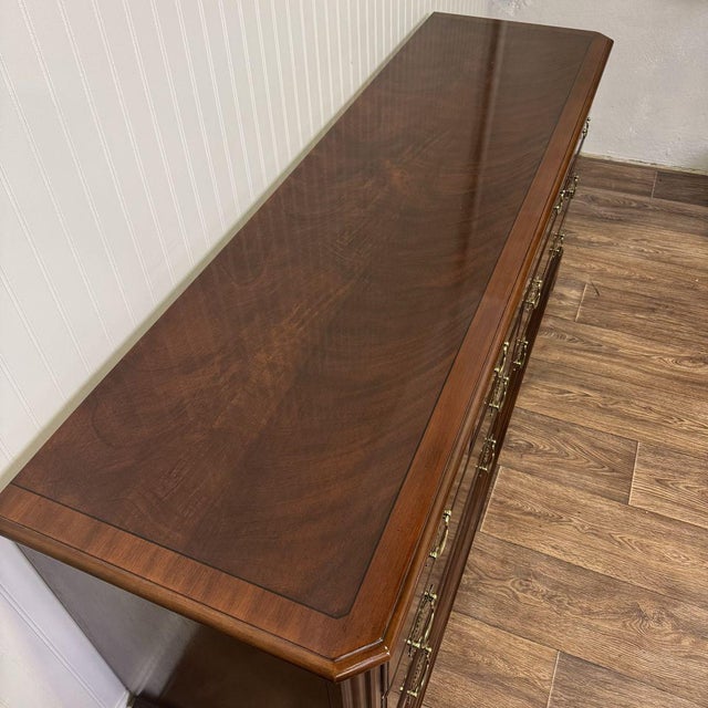 Vintage Drexel Heritage Chippendale Flame Mahogany Lowboy Dresser For Sale - Image 11 of 15
