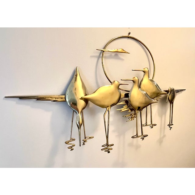 1980 MCM Bijan Bahar Brass Wall Art Sculpture Nantucket Sandpipers or Shorebirds For Sale - Image 9 of 18