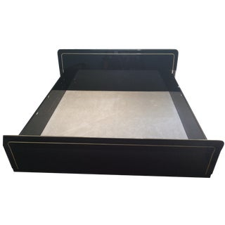 Black Lacquer & Brass Trim King Bed For Sale
