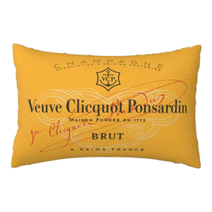 French Champagne Label Lumbar Pillow
