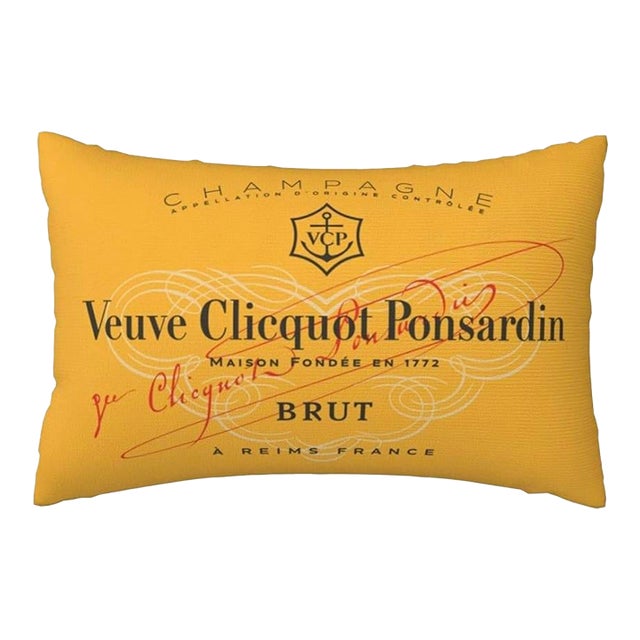Veuve Clicquot Champagne Label Lumbar Pillow For Sale