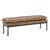 Modern farmhouse style bench with top grain leather upholstery. Plush pillowy seat cushion attached with two straps...