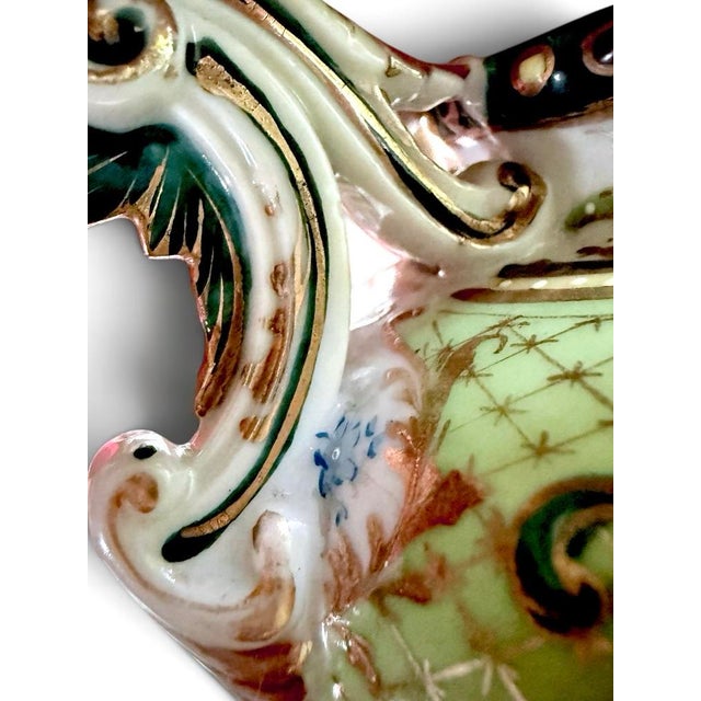 Light Green Antique Austrian Bohemian Porcelain Portrait Vase, Duchesse De Bourgogne, C. 1900 For Sale - Image 8 of 12