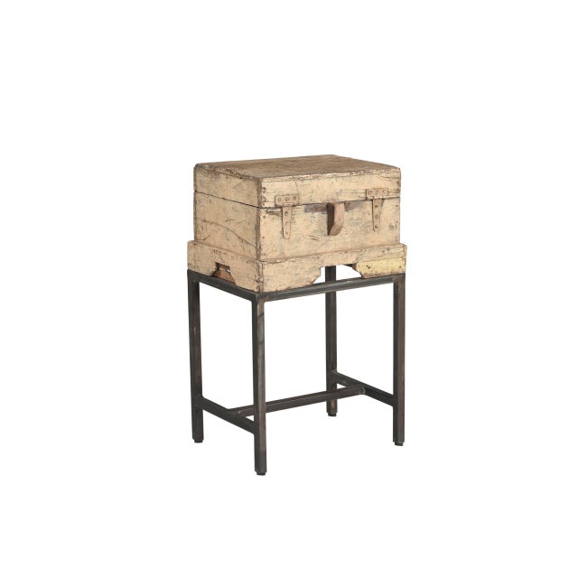 Vintage Indian Teakwood Chest on Iron Legs For Sale - Image 4 of 4
