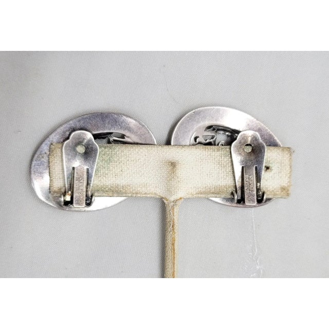 Vintage 1950s Signed Napier Silvertone Oval Filigree Clip Earrings- 2 Pieces For Sale - Image 9 of 10