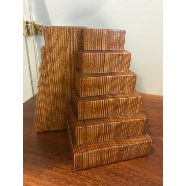 Vintage MidCentury Modern Tiered Laminated Wood Bookends a Pair Chairish