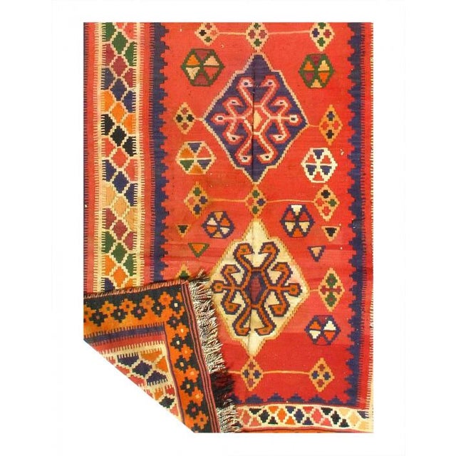Traditional Pasargad DC Rust Vintage Persian Reversible Kilim Flat Weave For Sale - Image 3 of 3