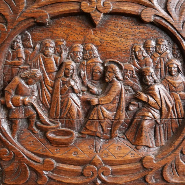 Low Sacristy Sideboard in Carved Oak with 17th Century Elements and 19th Century Alterations For Sale - Image 16 of 18