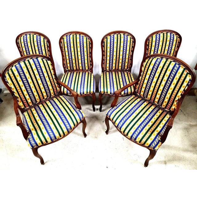 French Provincial Dining Chairs Vintage Set of 6 For Sale - Image 4 of 12