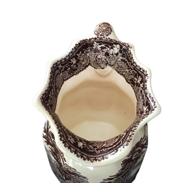Vintage 1940’s Mason’s Ironstone Brown and White Vista Pattern Jug For Sale - Image 4 of 7