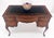 Drexel Carved Mahogany Embossed Black Leather Top Petit Compact 5 Drawers Desk MINT For Sale - Image 4 of 14